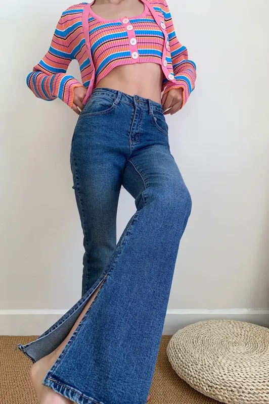 【Anyone more】Shinme Long Bootcut Denim Pants Anyone more】Shinme Long Bootcut Denim Pants