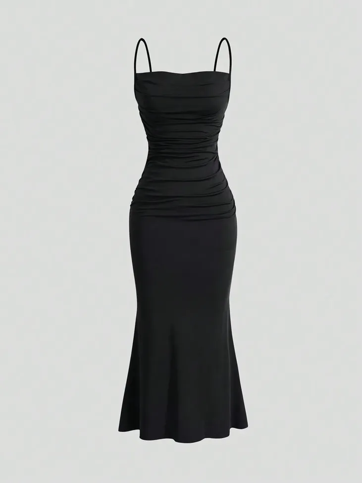 Black Spaghetti strapped Maxi Dress - Image 1