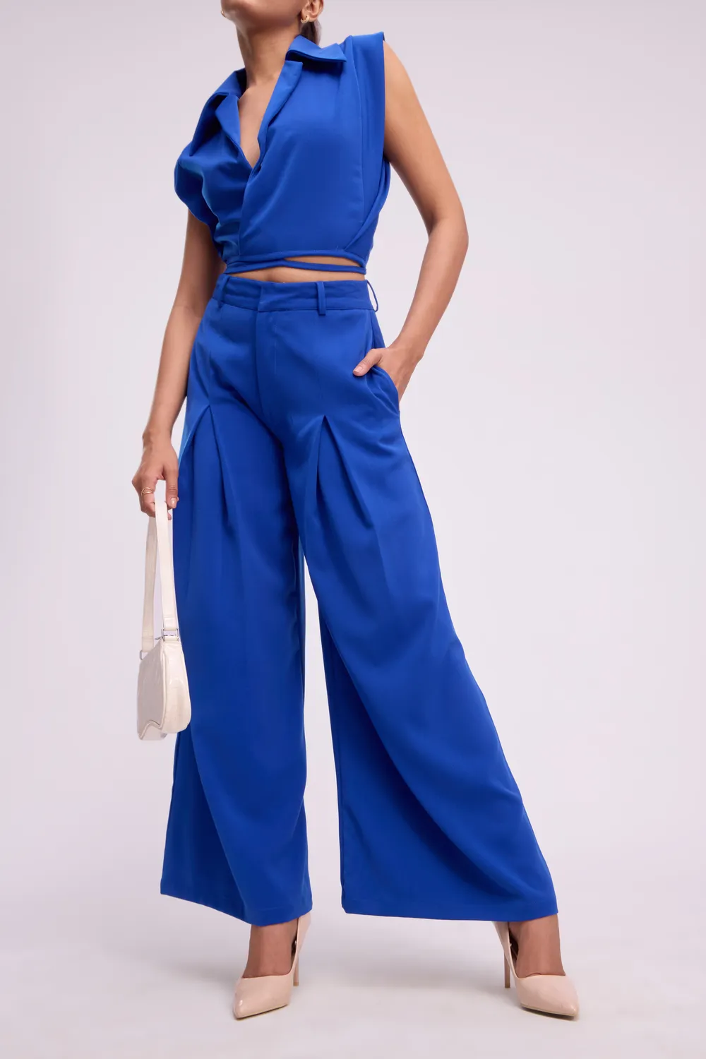 Bright Blue Pleated Trouser main image 0