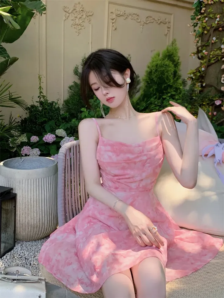 Light Pink Floral Mini Dress - Image 1