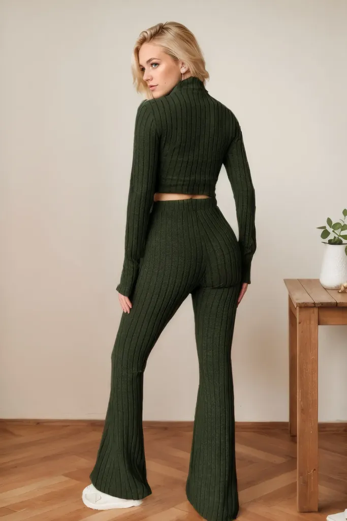 Olive Textured Co Ord Set - Image 1