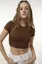 Brown Solid Cropped Top