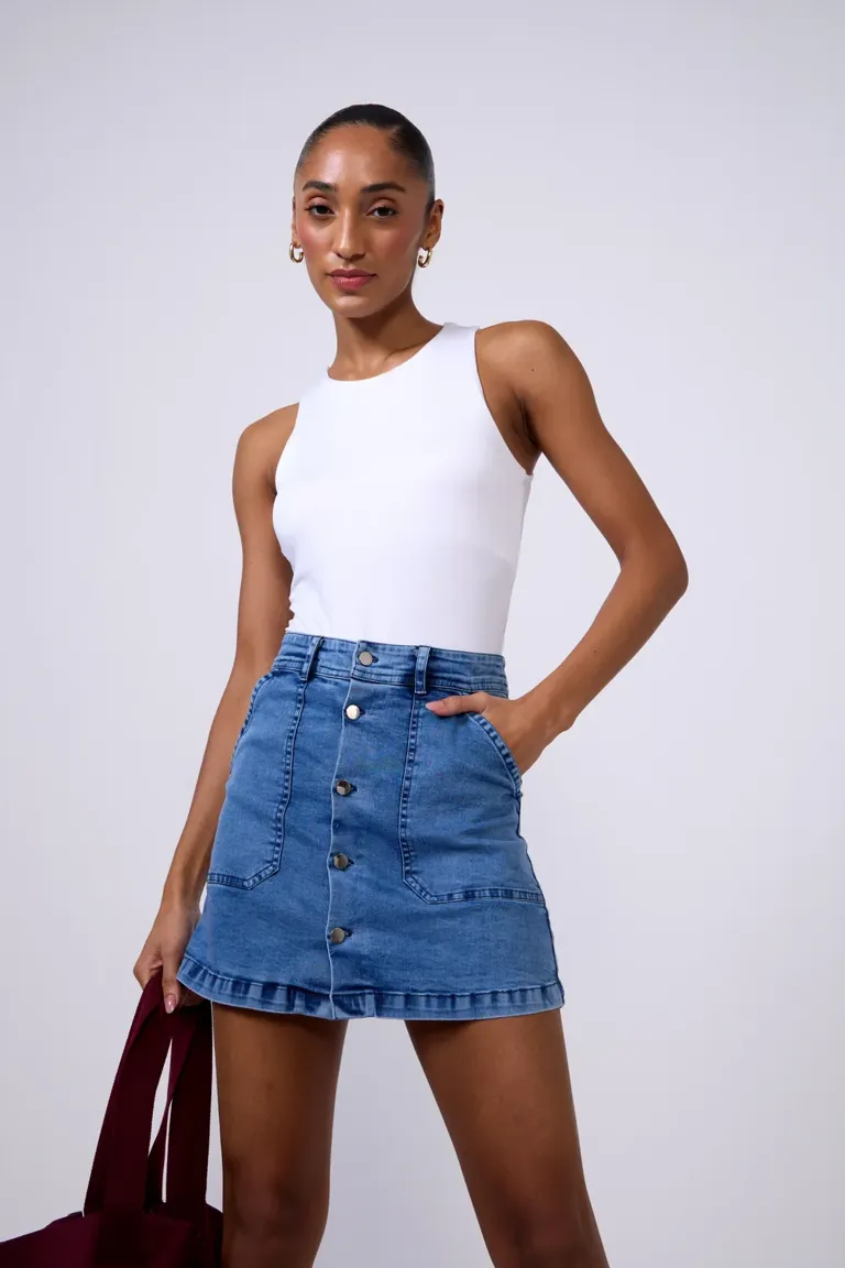 AMERI WESTERN FLAP DENIM SKIRT多部未華子着用 kate spade