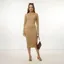 Beige Solid Midi Dress