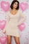 Beige Solid Flared Sleeve Mini Dress