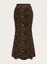 Brown Leopard Print Trumpet Skirt