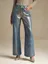 Blue Metalic Wide Leg Jeans