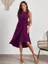 Purple Gathered Fit Flare Midi Dress