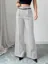 Light Grey Belted Wideleg Pants