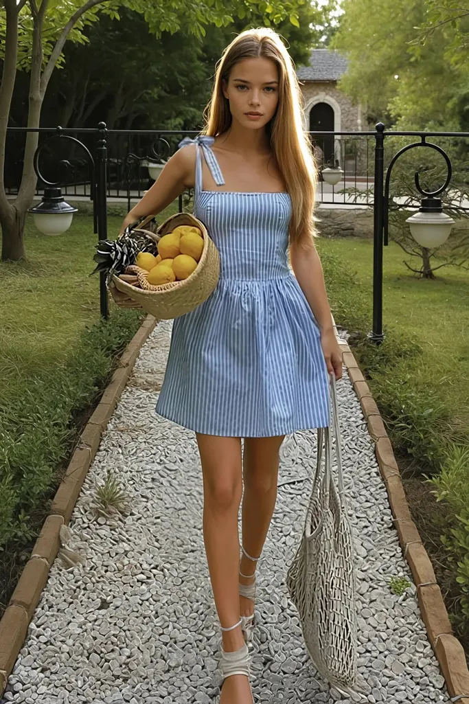 Blue Striped Tunic Dress - Image 1