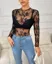 Black Floral Lace Mock Neck Top