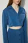 Blue Boxy Blazer And Buttoned Skirt Set