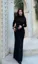 Black Solid High Neck Gown