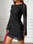 Black Shimmer Boat Neck Mini Dress