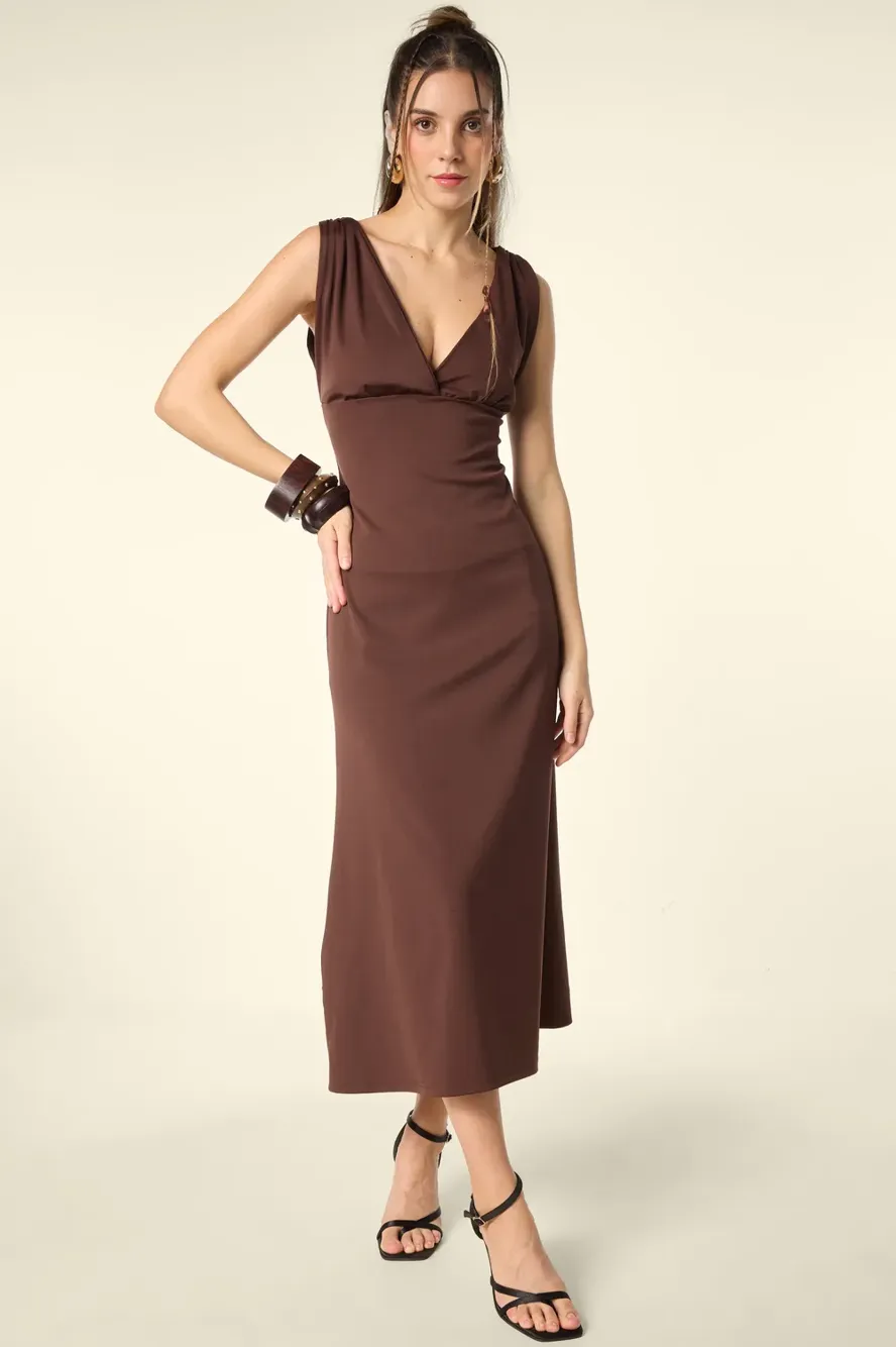 coffee brown dress Ecolore Womens Cami Maxi Dress main image 0
