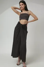 Black Solid Wrap Skirt - NEWME