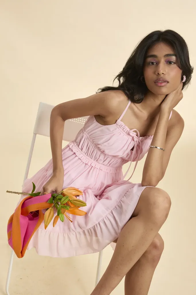 Light Pink Mini Chiffon Dress - Image 1