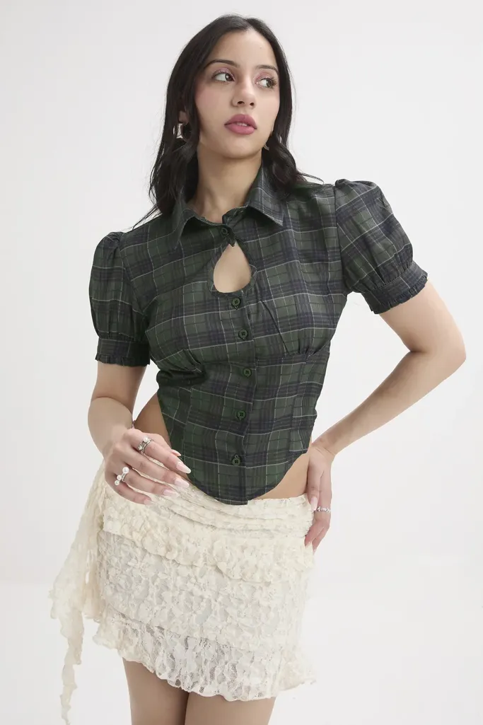 Cut Out Detail Shirt Top - Image 1