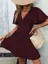 Wine Ruched Fit Flare Dress