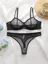 Black Mesh Striped Matching Set