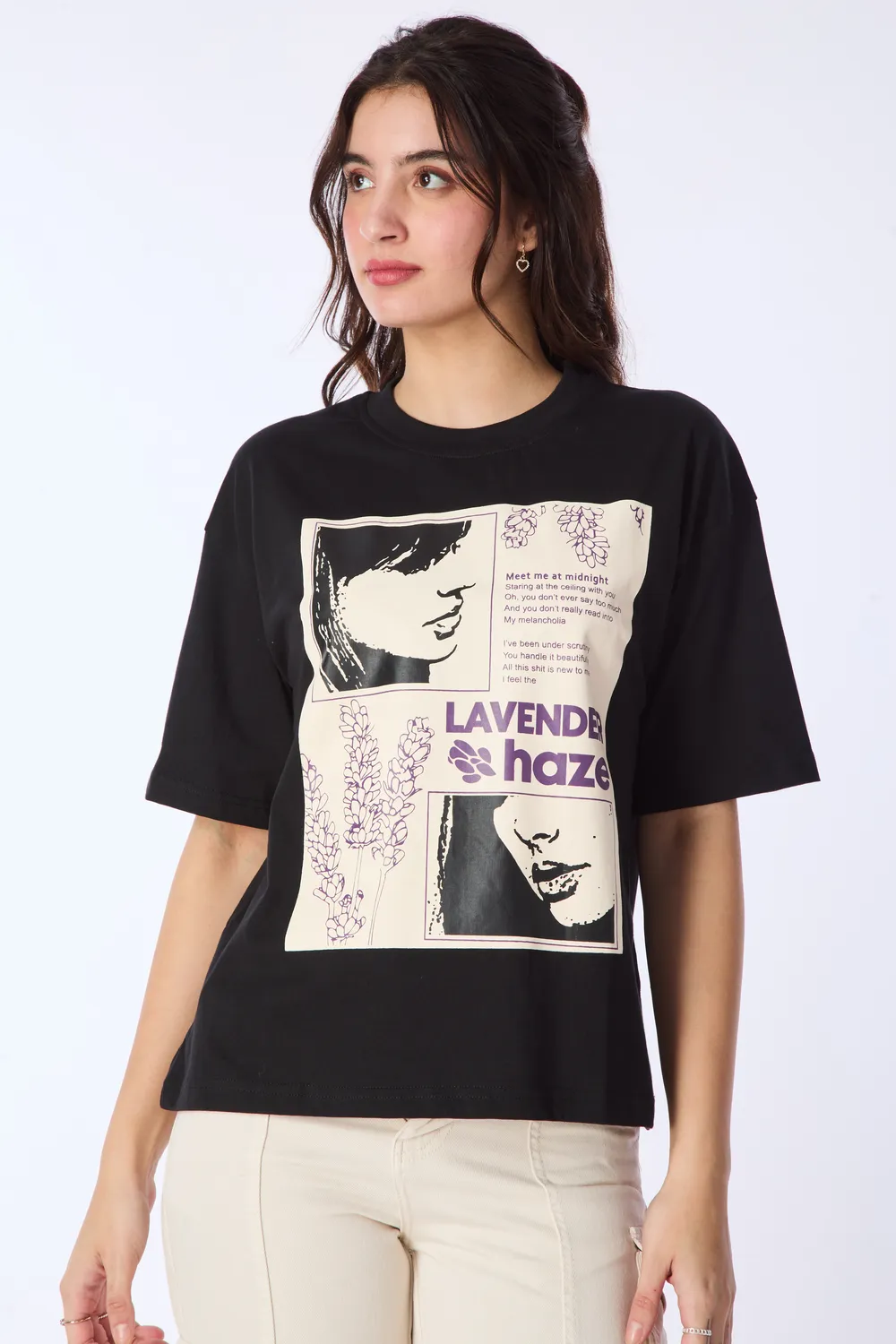 Black Graphic Printed Pullover Tshirt