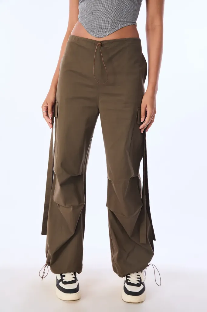 Brown Solid Cargo Trousers - Image 1