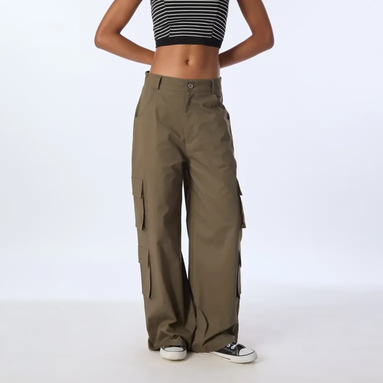 Dark Brown Relaxed Cargo Trousers - Image 1