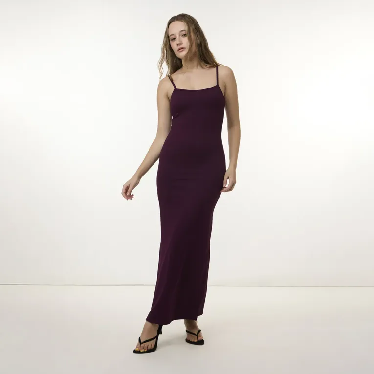 Wine Solid Maxi Dress - Image 1