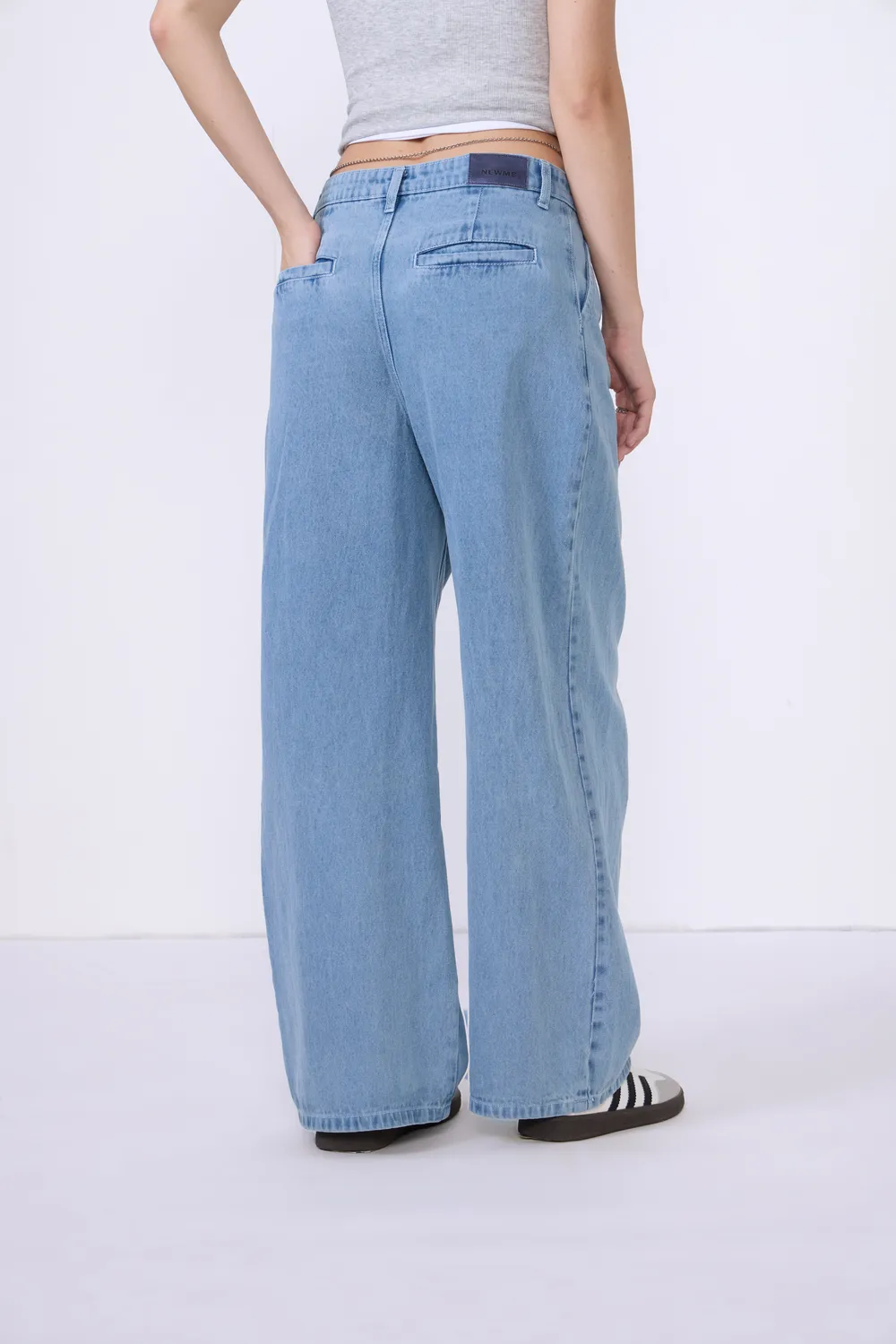Light Blue Solid Straight Jeans - NEWME