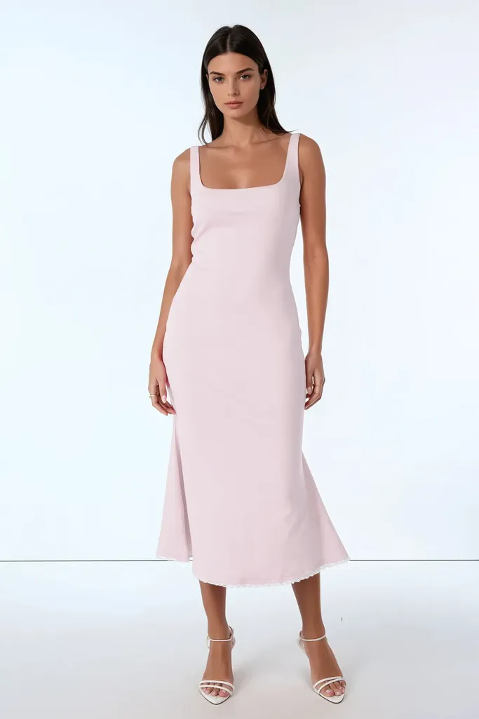 Pink Mermaid Hem Dress - Image 1