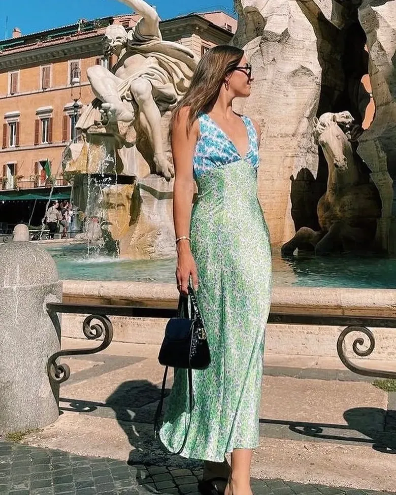 Green Floral Relaxed Maxi Dress - Image 1