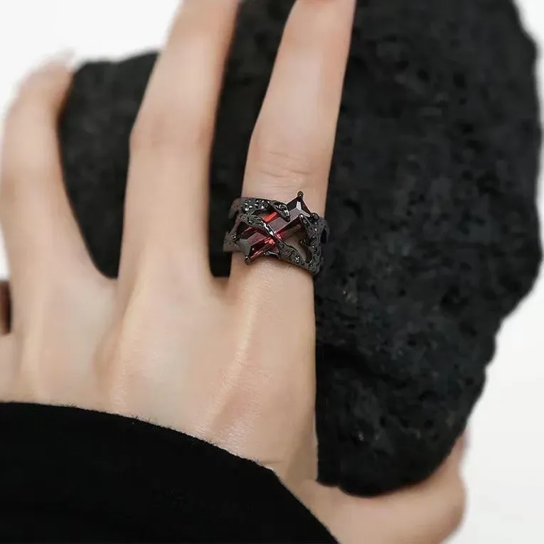 Imitation Black Geometric Finger Ring - Image 1