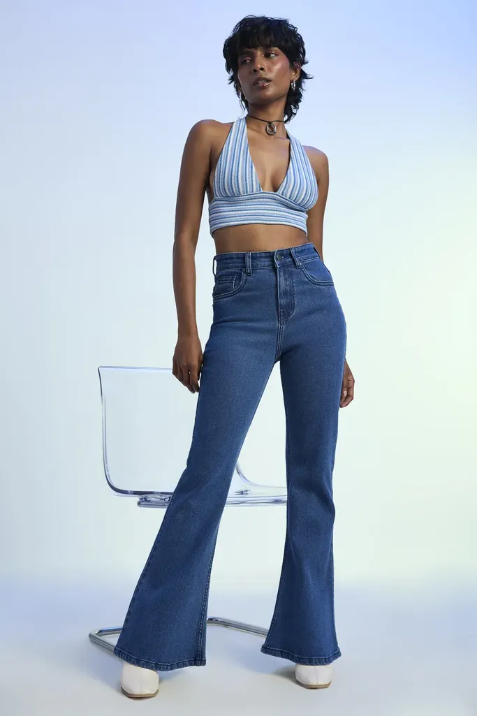 Blue Slim Fit High Rise Stretch Bootcut Jeans - Image 1