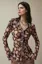 Dark Brown Floral Vneck Top