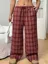 Maroon Checks Wide Leg Trousers