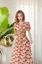 Cream Floral Cinched Waist Maxi Dress