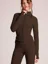 Dark Brown High Neck Fitted Jacket