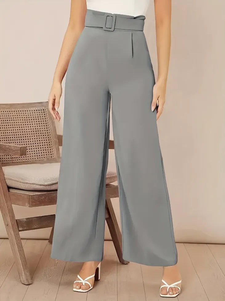 High Rise Belted Wideleg Pants - Image 1