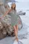 Blue One Shoulder Wrap Dress