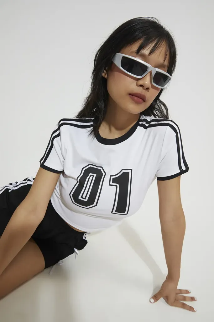 White Cropped Typographic Tshirt - Image 1