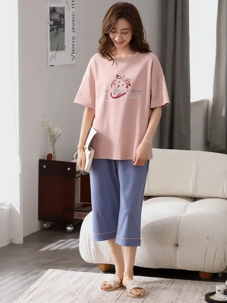 Mid Rise Graphic Nightwear Coord Set - Image 1