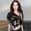 Black Oneshoulder Graphic Top