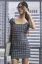 Plaid Drawstring Detail Mini Dress