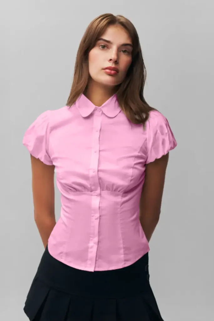 Pink Fitted Button Down Shirt - Image 1