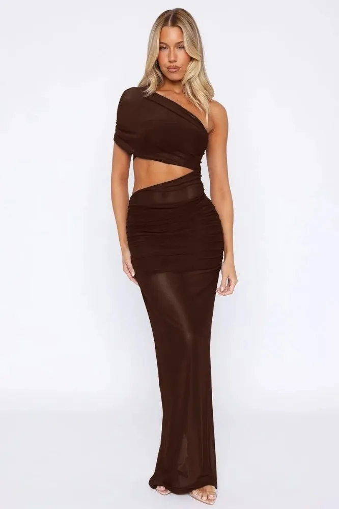 Black Cut Out Semisheer Maxi Dress - Image 1