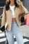 Beige Lapel Collar Coach Jacket