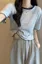 Light Blue Textured Round Neck Top