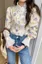 Multi High Neck Floral Ruffled Top