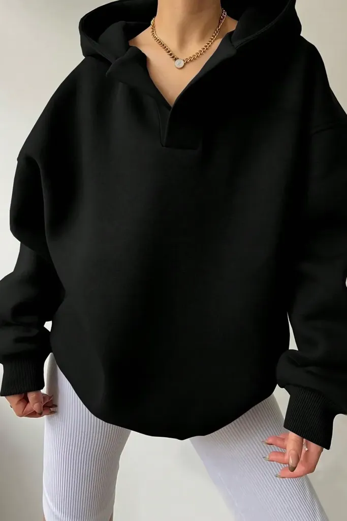 Black Oversized Hooded Sweatshirt - Image 1