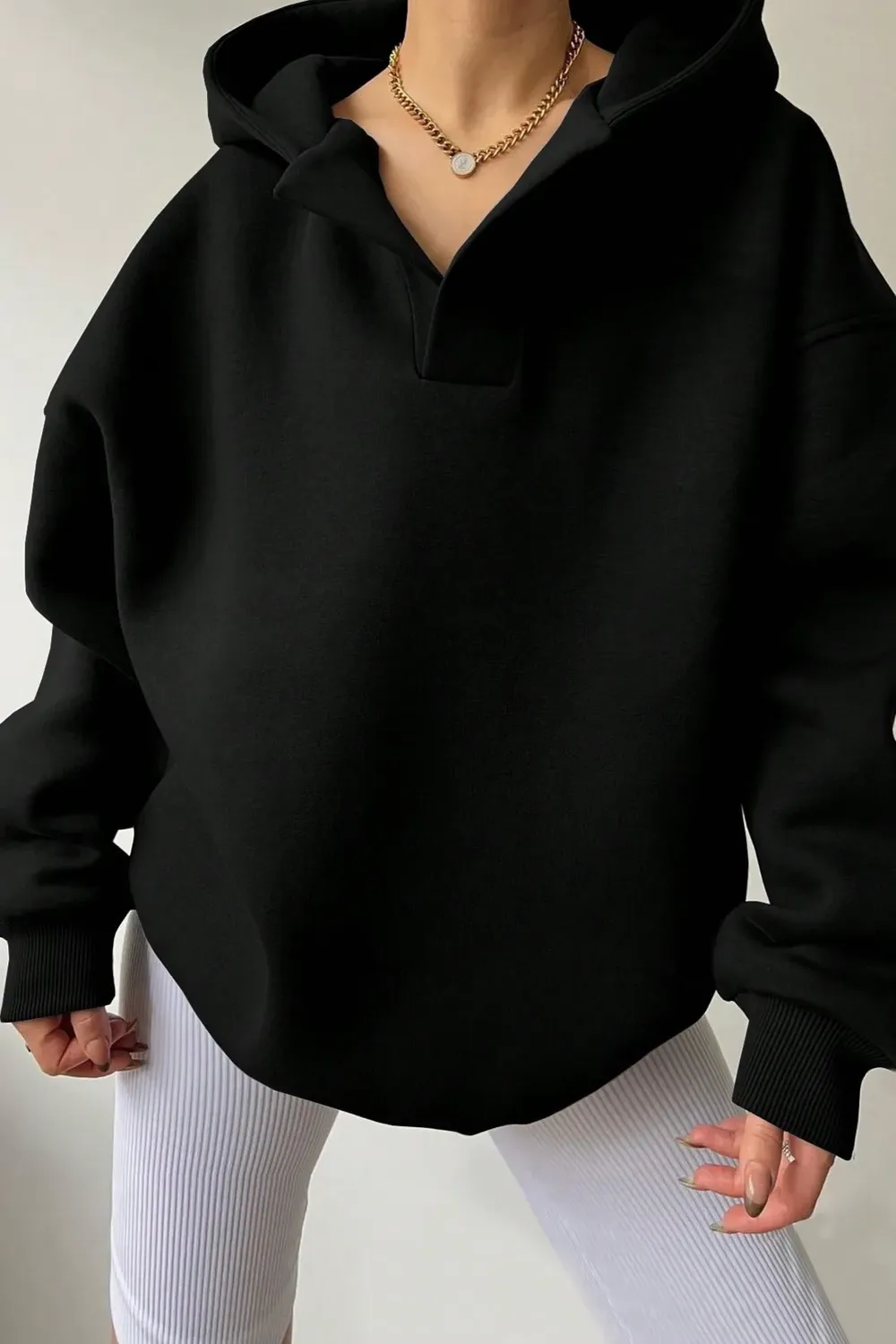 Black Oversized Hooded Sweatshirt